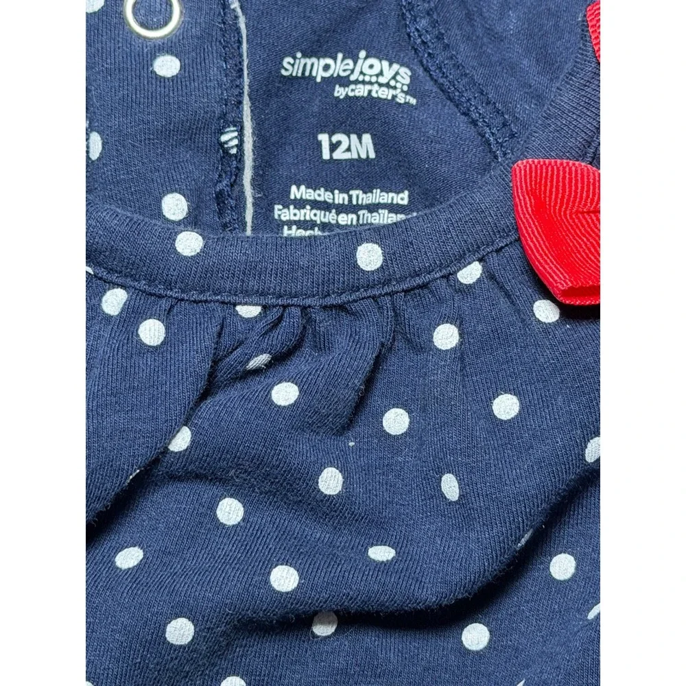 Baby Girl Outfit 3 Pc 12M Patriotic‎ Tutu Skort Polka Dot Top Red Leggings
